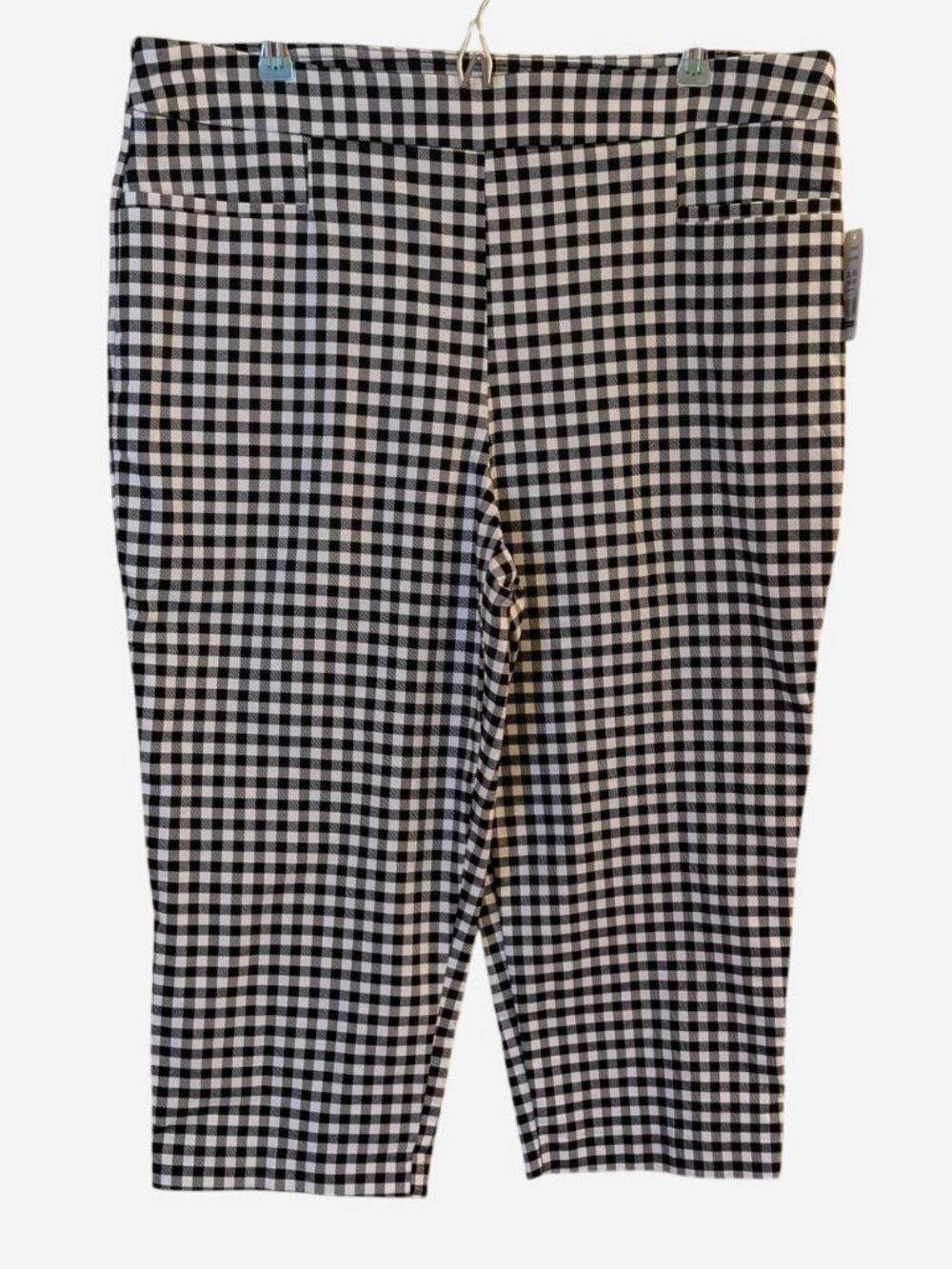Time and Tru Women’s Black & White Gingham Stretch Capri Pants XL NWT